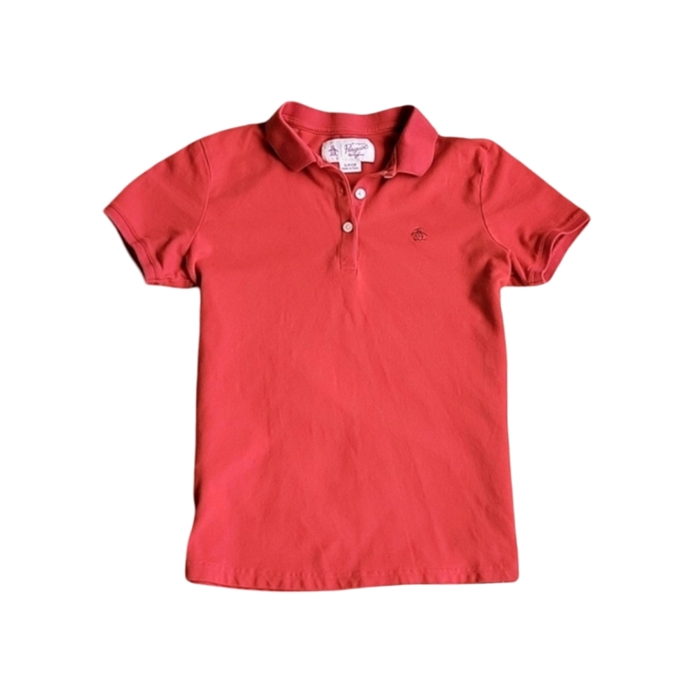 Original Penguin Women's Red Short Sleeve Polo Shirt Size S